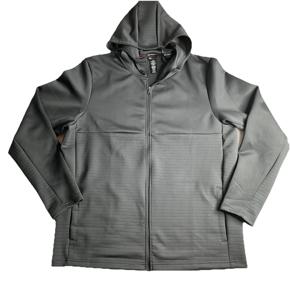 SPYDER Active Men's Full Zip Stretch Hoodie Jacket Black L Active Comfort Travel